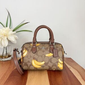 NWT‎ Coach Mini Rowan Crossbody In Signature Canvas With Banana Print